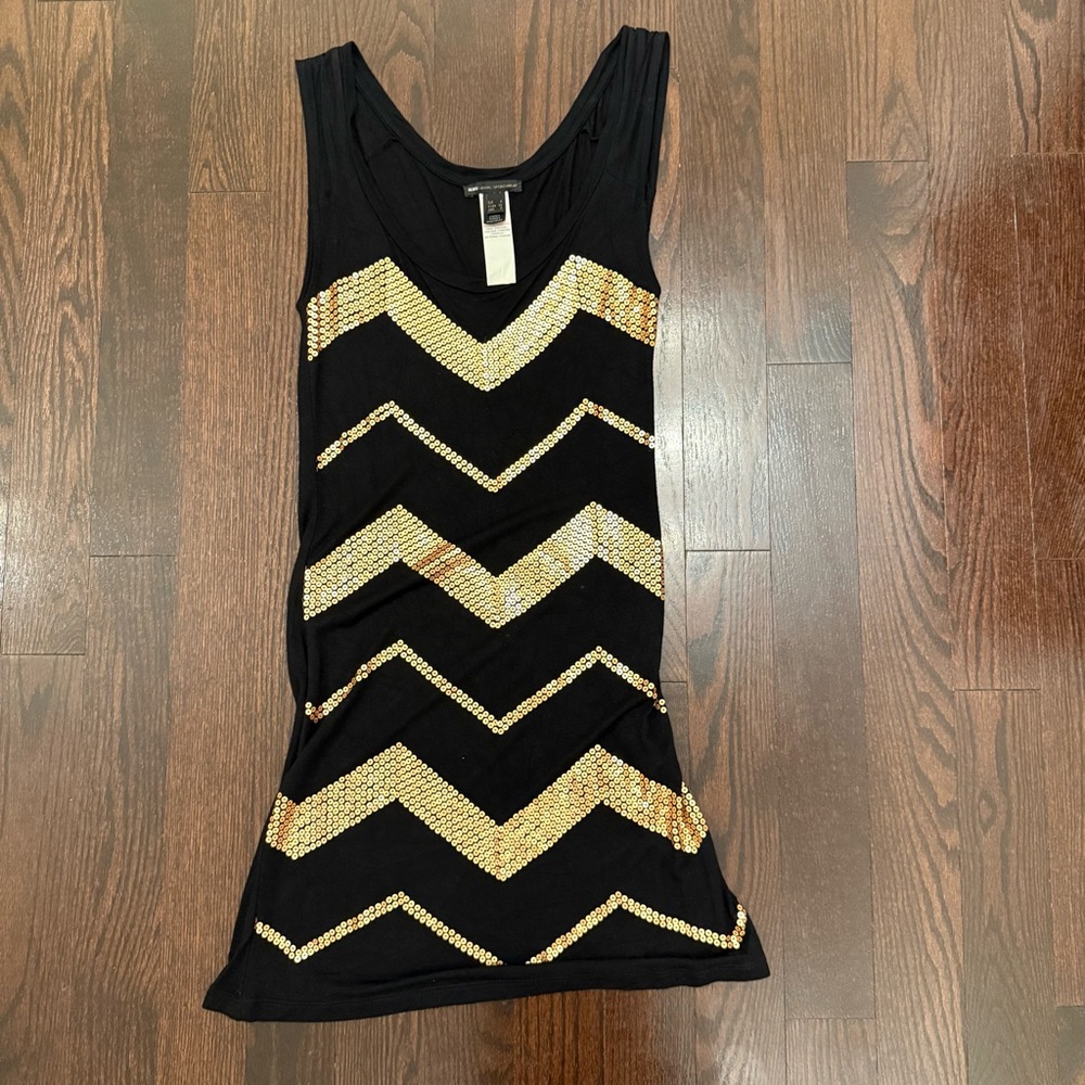 Mango Black Dress with Gold Chevron Sequins
